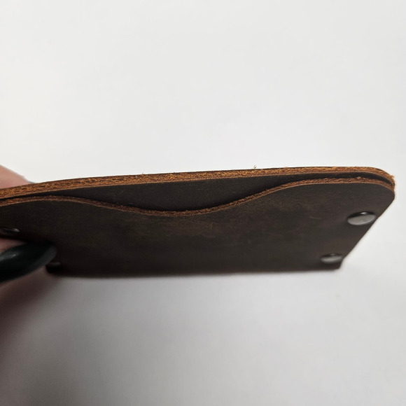 Handmade Minimalist Leather Card Wallet Brown Slim Slot - Picture 3 of 7